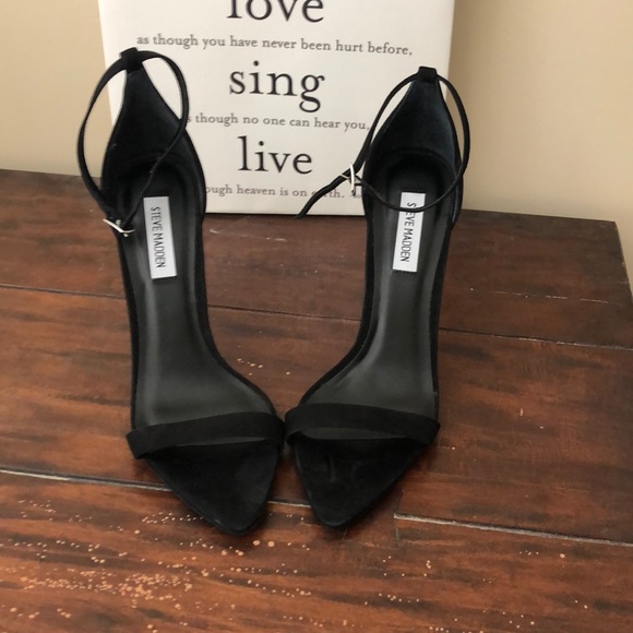 San Black Nubuk Steve Madden Heels 8.5 - Picture 2 of 4
